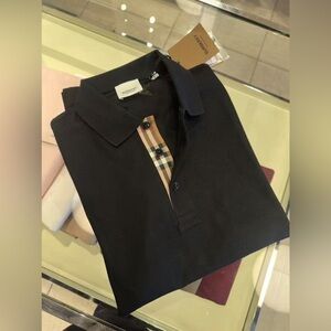Burberry Black Polo Shirt Classic Design NWT L